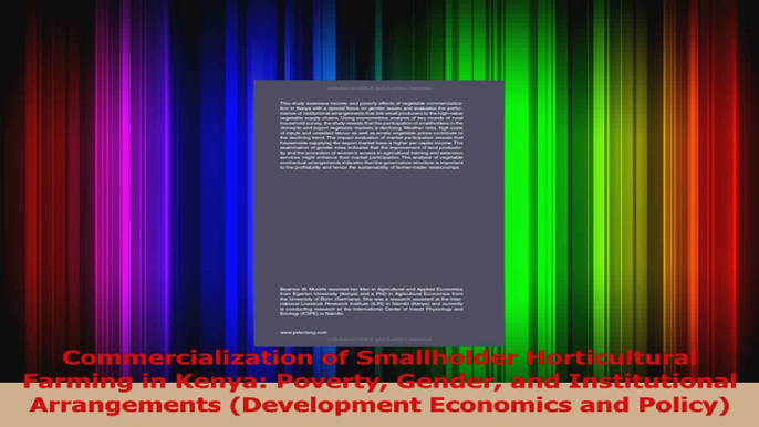 PDF Download  Commercialization of Smallholder Horticultural Farming in Kenya Poverty Gender and PDF Full Ebook