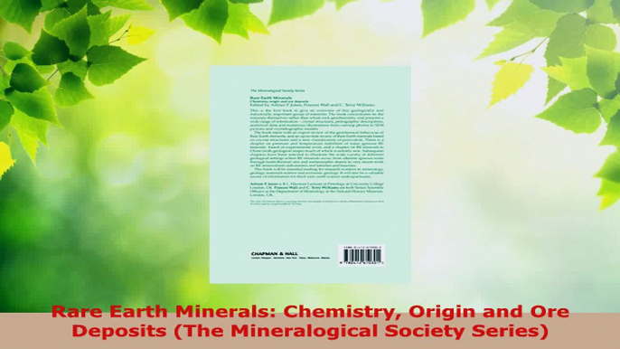 PDF Download  Rare Earth Minerals Chemistry Origin and Ore Deposits The Mineralogical Society Series Read Online