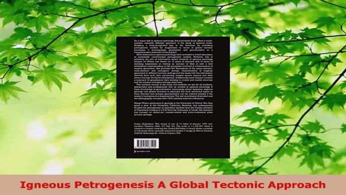 PDF Download  Igneous Petrogenesis A Global Tectonic Approach PDF Full Ebook