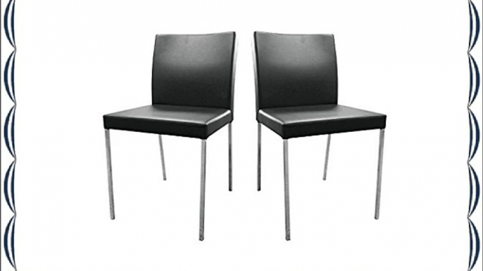 Premier Housewares Lago Chairs with Faux Leather Seats and Chrome Legs - Set of 2 - Black -