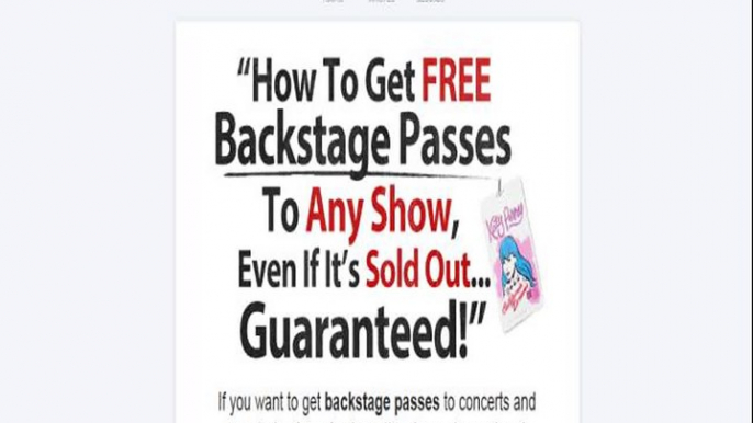 Backstage Passes For Any Concert. How To Get A Free Backstage