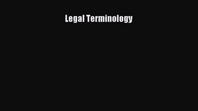 [PDF Download] Legal Terminology [PDF] Full Ebook