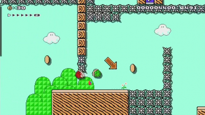 Super Mario Maker - Viewer Levels - Name: "Mario Dash #7 Tanooki Jumps" - ID: 4F4C-0000-0152-612E