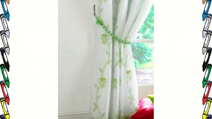 Tahiti Lined organza eyelet curtains Lime Taffeta Top Border 56 x 90 Drop