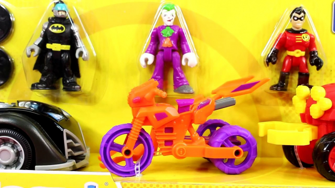 Imaginext DC Superfiends Gift Set With Batman Batmobile Joker Motorcycle Robin Four Wheeler