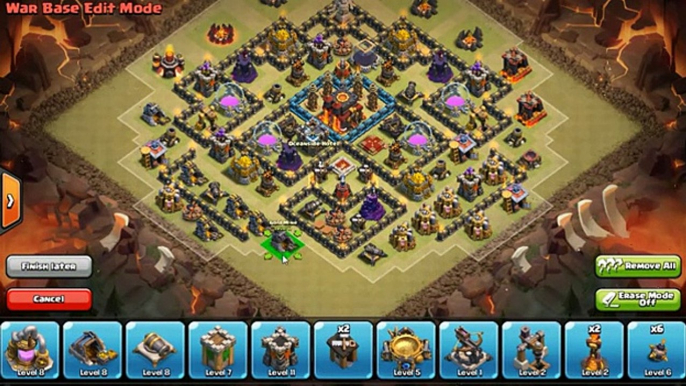 Clash of clans  - 2 Air sweeper TH9 war base Anti Dragons Gowipe