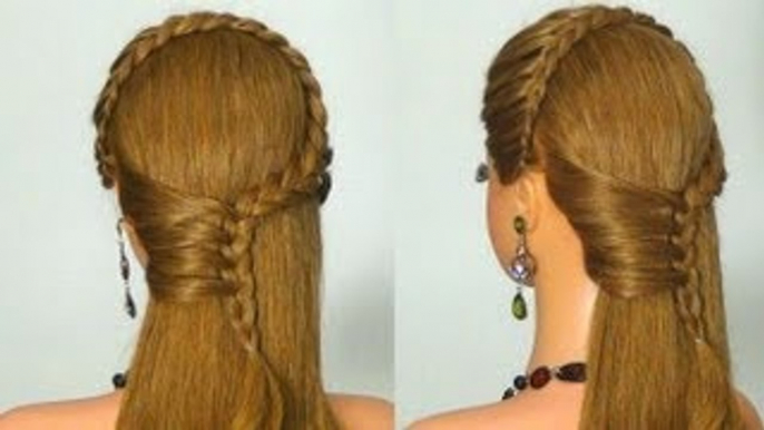 Прическа с плетением на каждый день. Braided hairstyle for e