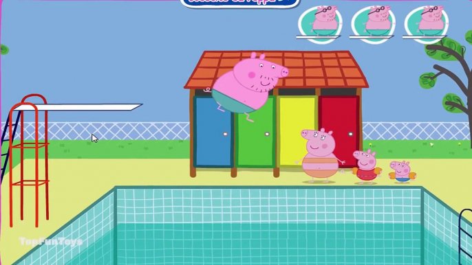 Papai Pig da Família Peppa Pig na Piscina Jogo - Peppa Pig Swimming Pool Daddy Pig Diving Game