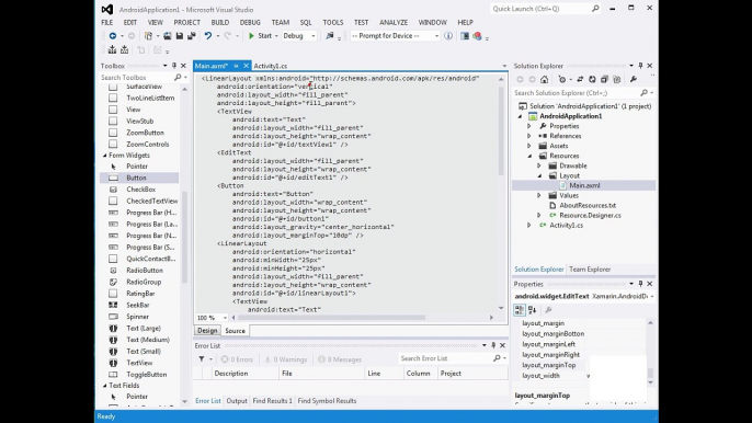 Android Development Using C# and Visual Studio 2012. Part2. User Interface