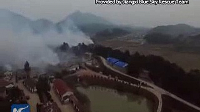 Aerial view deadly blasts hit fireworks plant in E China 2016