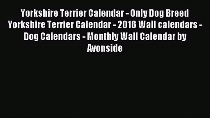 PDF Download - Yorkshire Terrier Calendar - Only Dog Breed Yorkshire Terrier Calendar - 2016