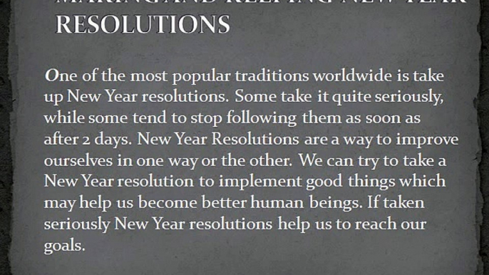 MAKING AND KEEPING NEW YEAR RESOLUTIONS