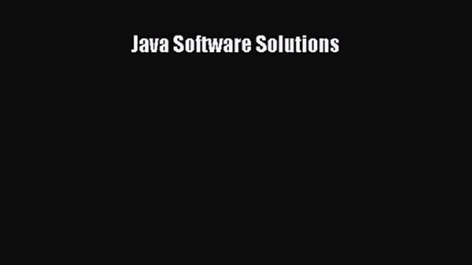 (PDF Download) Java Software Solutions PDF