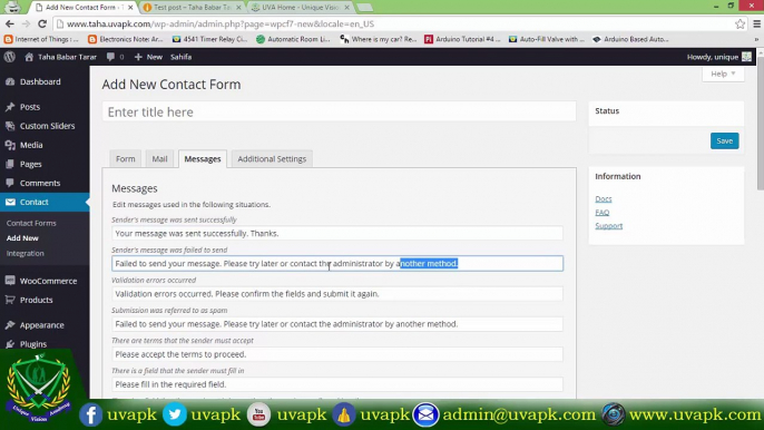 Lecture 9 how to add contact form in wordpress website in hindi urdu