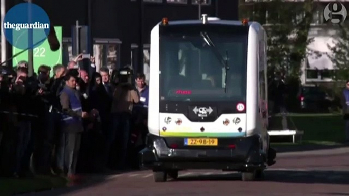 Self-driving electric shuttle bus tested for use on roads in Netherlands