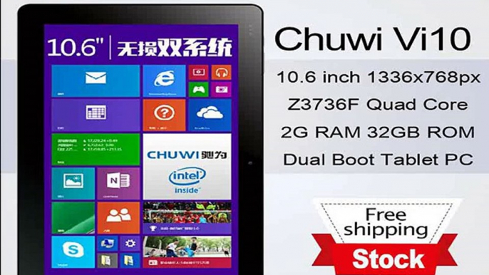 10.6 inch Chuwi Vi10 Windows 8.1 & Android 4.4 Tablet 32GB In tel Z3736F Quad Core 2GB RAM 8000mAh-in Tablet PCs from Computer