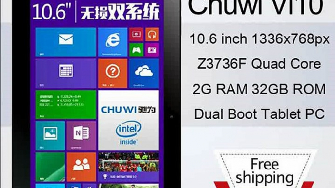 F 10.6 inch Chuwi vi10 dual boot tablet pc Windows8.1 Android 4.4 Z3736F Quad Core 2GB RAM 32GB ROM 8000mAh-in Tablet PCs from Computer