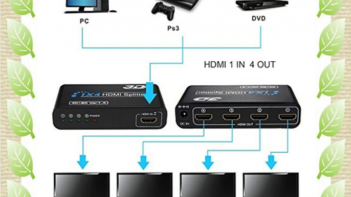 Liqoo? 1 a 4 del divisor de HDMI Switch 1 en 4 V1.4 Soporta incl. Fuente de alimentaci?n 4Kx2K