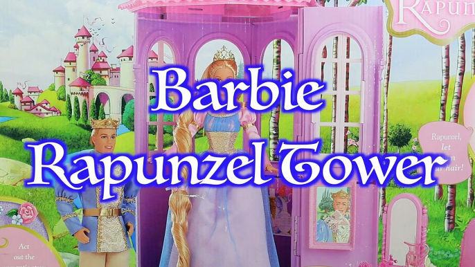 Barbie Rapunzel Tower with Disney Princess Tangled Dolls vintage color changing playset to