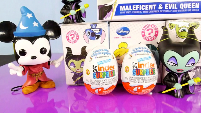 Maleficent Full Toys Set 2014 Funko Pop Disney Mystery Minis + Kinder Surprise Eggs Unboxing Mini
