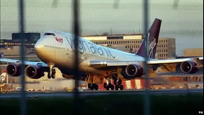 VIRGIN ATLANTIC Flight VS43 Emergency Landing at Londons Gatwick Airport ( FOOTAGE )