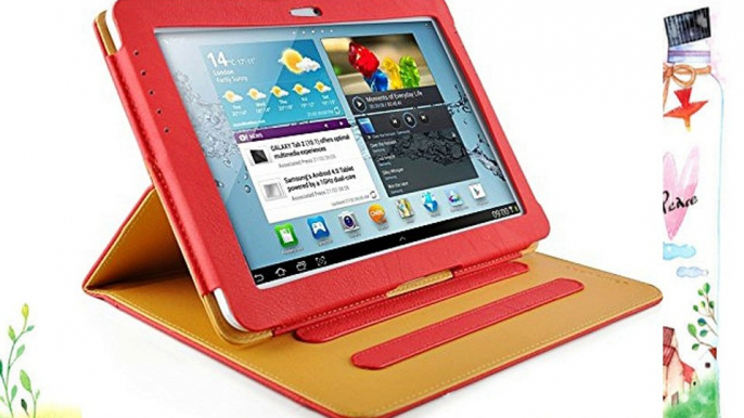 JAMMYLIZARD | Funda De Piel Para Samsung Galaxy TAB 2 10.1 Tipo Libro Con Soporte ROJO / CANELA