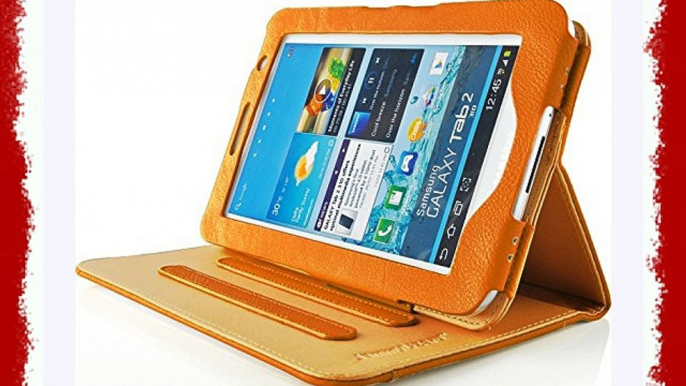 JAMMYLIZARD | Funda De Piel Para Samsung Galaxy TAB 2 7.0 Tipo Libro Con Soporte NARANJA /