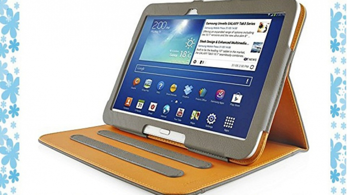 JAMMYLIZARD | Funda De Piel Para Samsung Galaxy TAB 3 10.1 Smart Case Cover GRIS / CANELA