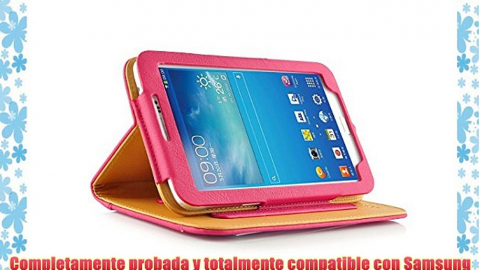 JAMMYLIZARD | Funda De Piel Para Samsung Galaxy TAB 3 7.0 Tipo Libro Con Soporte ROSA / CANELA