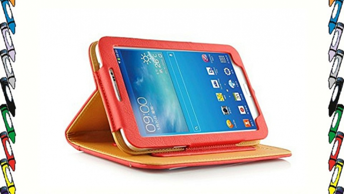 JAMMYLIZARD | Funda De Piel Para Samsung Galaxy TAB 3 8.0 Smart Case Cover ROJO / CANELA