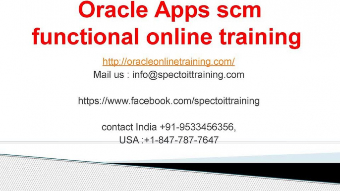 Oracle Apps SCM functional online training in Canada