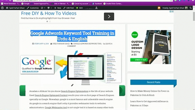 Google Adwords Keyword Tool to Rank Your Blog / Article in English Urdu