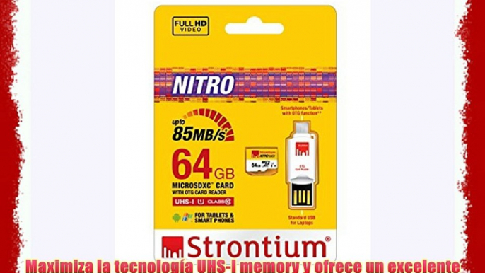 Strontium Nitro MicroSD UHS-1 de tarjeta de memoria con OTG Reader 64 gb