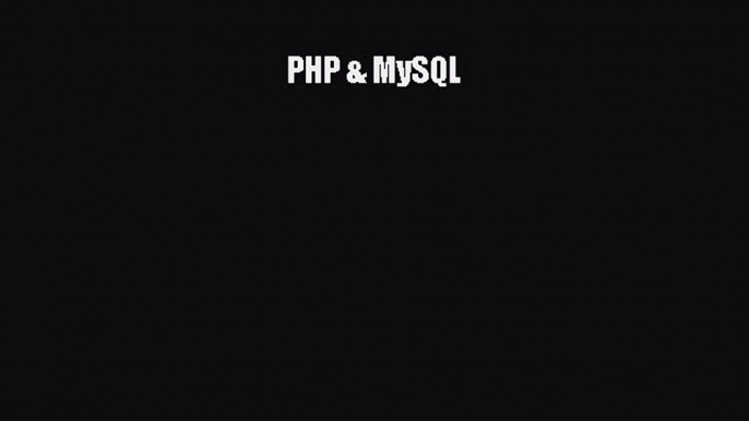 (PDF Télécharger) PHP & MySQL [PDF] Complet Ebook