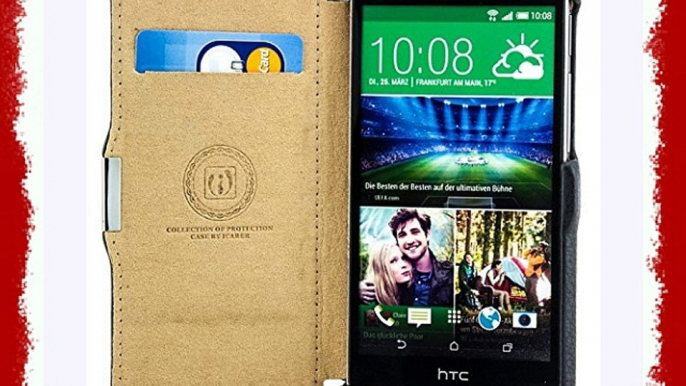 iCareR. Funda de piel con tapa cubierta de cuero real para HTC One M8 (2014) piel auténtica