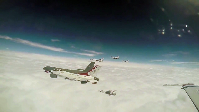 U.S. Air Force Thunderbirds F-16s Mid-Air Refueling
