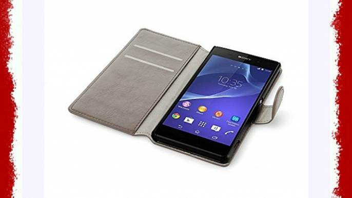 JAMMYLIZARD | Funda De Piel Para Sony Xperia Z3 Retro Wallet Tipo Cartera GRIS