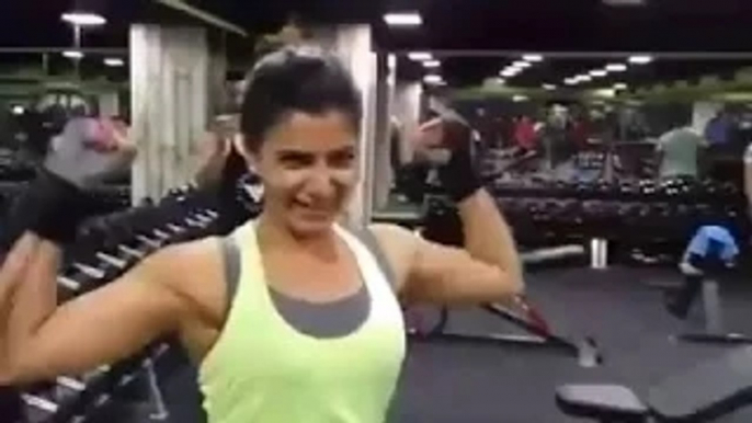 Actress Samantha weight lifting 100 kg Exclusive video HD - Samantha Workouts in Gym