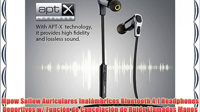 Mpow Sallow Auriculares Inalámbricos Bluetooth 4.1 Headphones Deportivos w/ Función de Cancelación