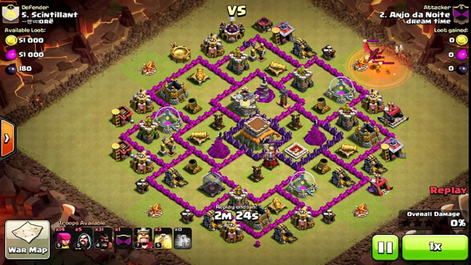 Clash of Clans - Town hall 8 (Th8) War Base + Defense REPLAY - ANTi GoWipe ANTi Dragon ANTi Hog