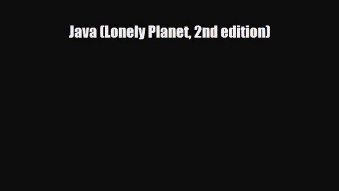 PDF Java (Lonely Planet 2nd edition) Ebook