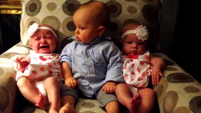 Confused baby meets Twins ! Cute !!!