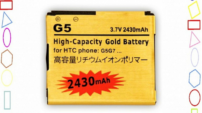 2430 mAh Gold Batería recargable de alta capacidad para HTC Desire / G5 / G7 / Nexus One