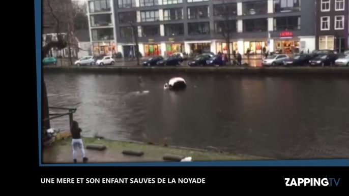 Coincés dans une voiture, une mère et son enfant sauvés de la noyade par des passants, les images chocs ! (Vidéo)