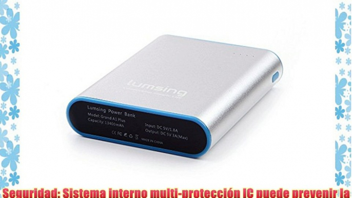 Lumsing Grand A1 Plus - Batería externa para dispositivos móviles (13400 mAh 2 x USB 3 A) plateado