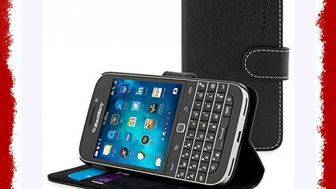 Snugg Blackberry Classic Funda Negra de Cuero con Tapa - Funda Billetera con Tapa para Tarjetas