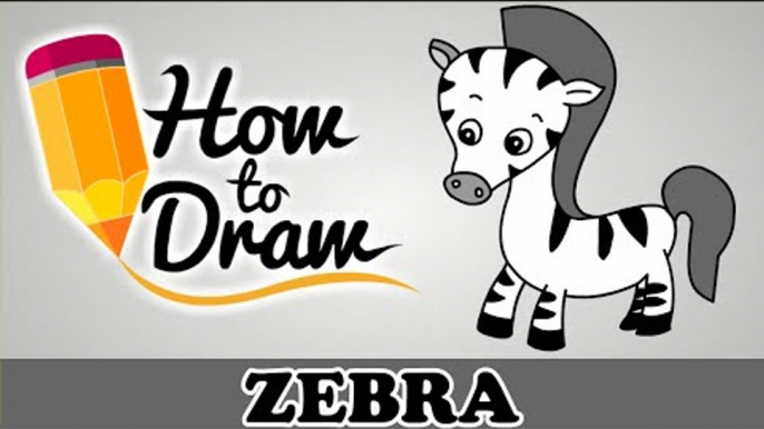 How To Draw A Zebra - Easy Step By Step Cartoon Art Drawing Lesson Tutorial For Kids & Beginners