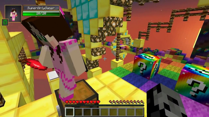 Minecraft: RAINBOW ROAD EPIC LUCKY BLOCK RACE Lucky Block Mod Modded Mini Game