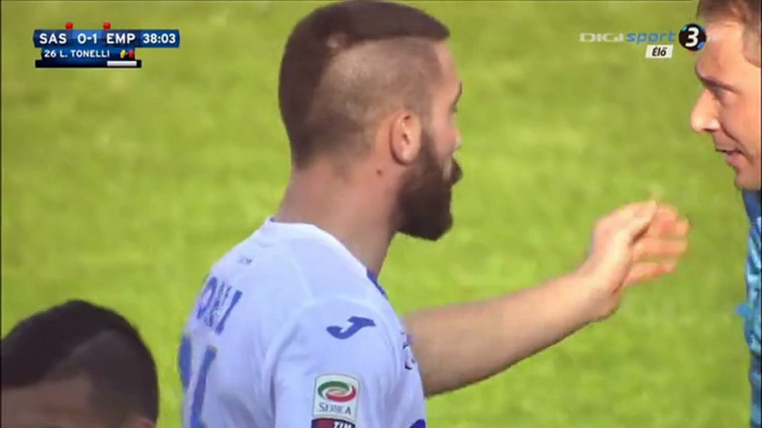 Lorenzo Tonelli Red Card – Sassuolo 0-1 Empoli Serie A 21.02.2016