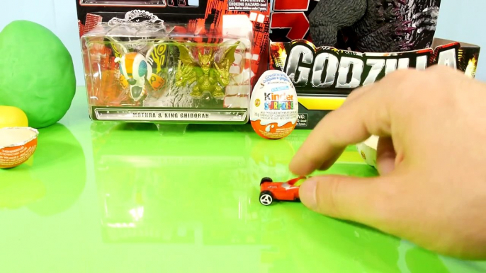2014 Godzilla Full Toys Set + 2 Kinder Surprise Eggs + 1 Play doh Egg By Disney Cars Toy Club